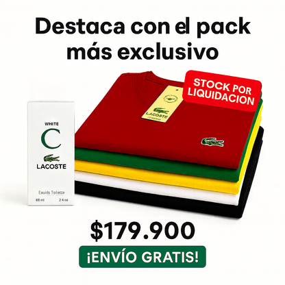 PACK X5 CAMISETAS LACOSTE + LOCION